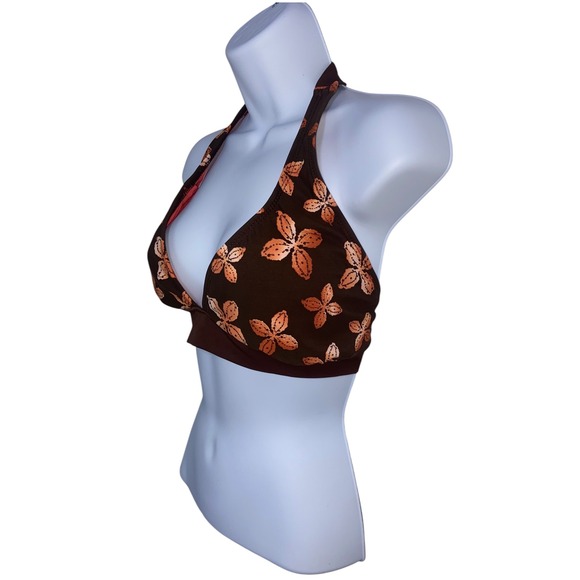 Athleta Woman's Halter Bikini Top Floral Tropical Beach Print‎ Swim Top D-Cup - Picture 1 of 8